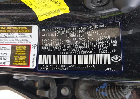 2012 Toyota Camry L/Le/Se/Se Limited Edition/Xle from USA, damaged, VIN 4T4BF1FK5CR158550